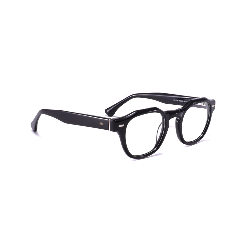 The Lucrezia glasses side view showing thick architectural temples