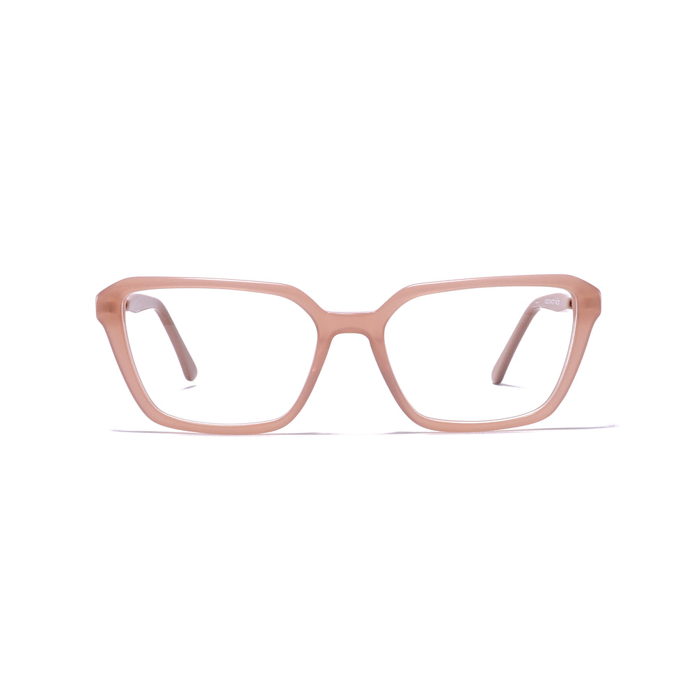 Oro crystal pink rectangular acetate glasses, front view