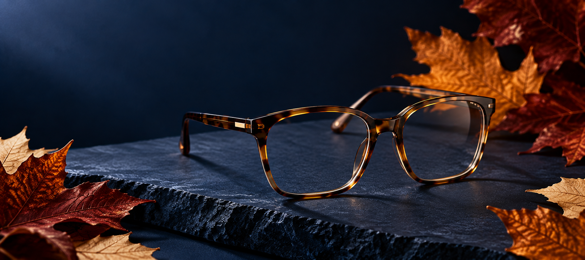 Tortoiseshell frame with autumn leaves